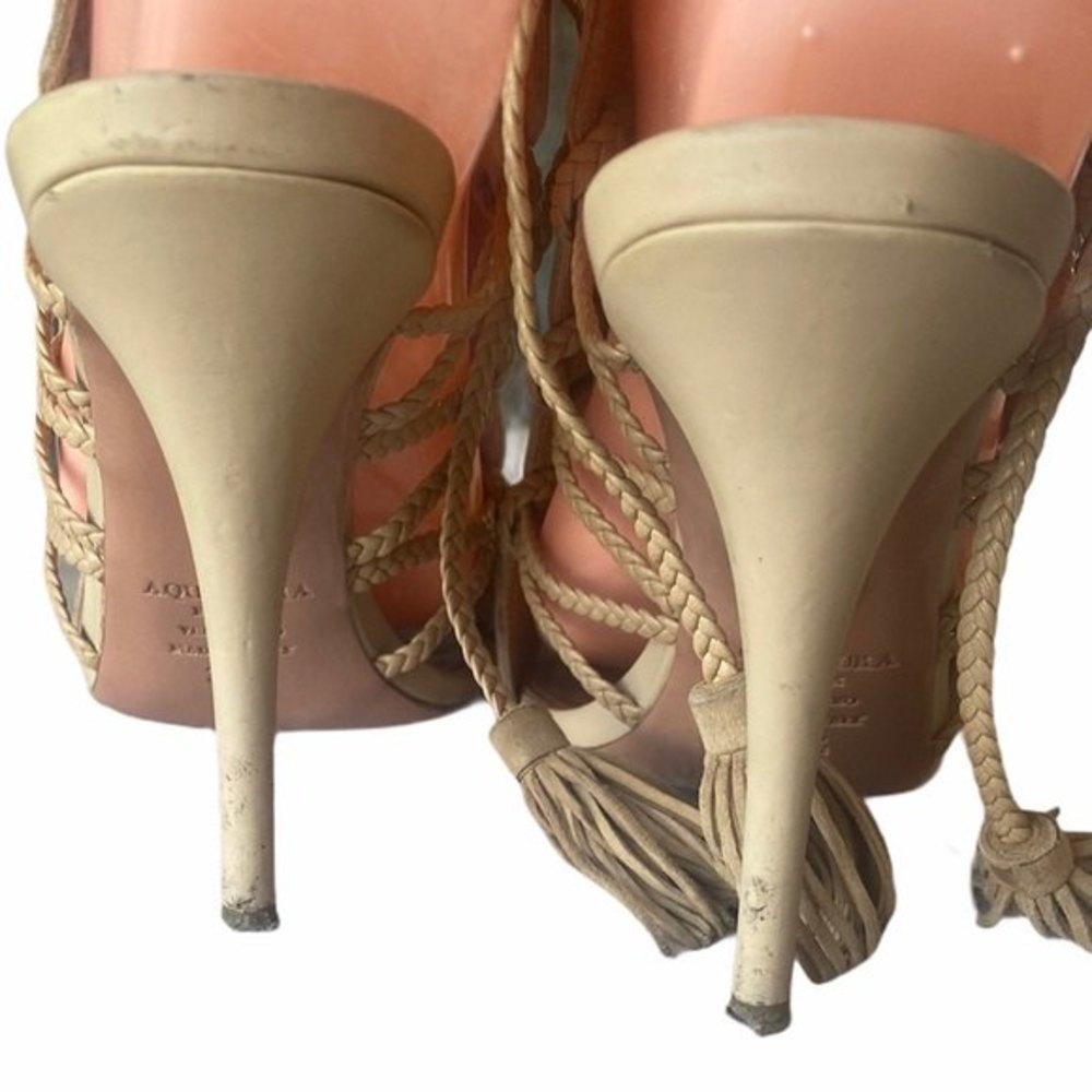 Aquazurra Tan Suede Sahara Sandals Size 38.5 - Picture 4 of 9